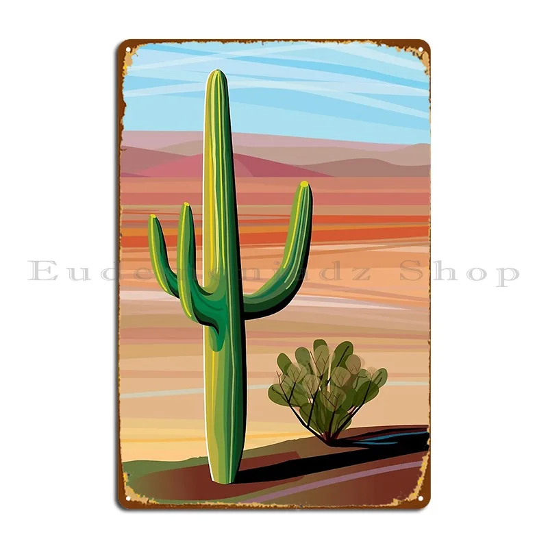 Saguaro Cactus In Sonora Desert Metal Sign Wall Decor Designs Wall Decor Funny Pub Tin Sign Poster
