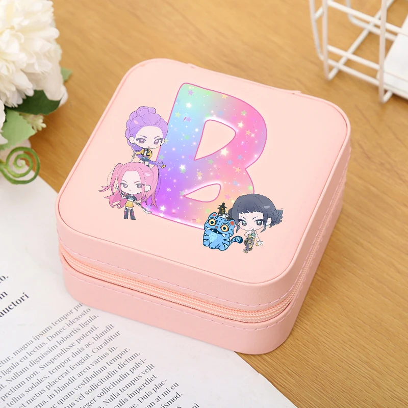 

KPop Demon Hunters Jewelry Box Girls Women Adjustable Compartment Portable Jewelry Organizer Box Earrings Storage Necklace Ring