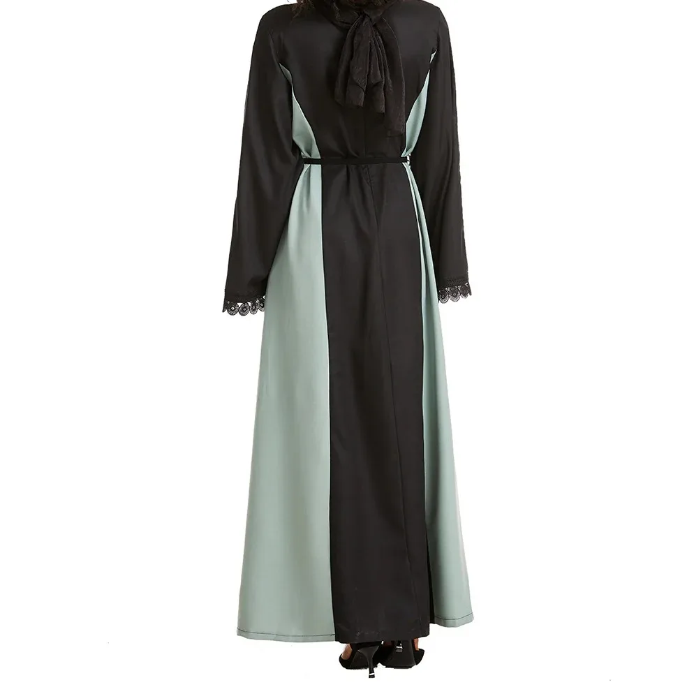Robe Abayas en dentelle à manches longues et col rond pour femme – Robe longue islamique modeste et élégante pour la prière, l'usure quotidienne et les occasions spéciales