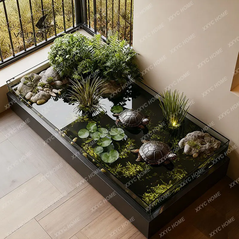 

L178 Light luxury fish tank bottom cabinet square fish tank turtle tank rectangular water feature flower box advanced sense