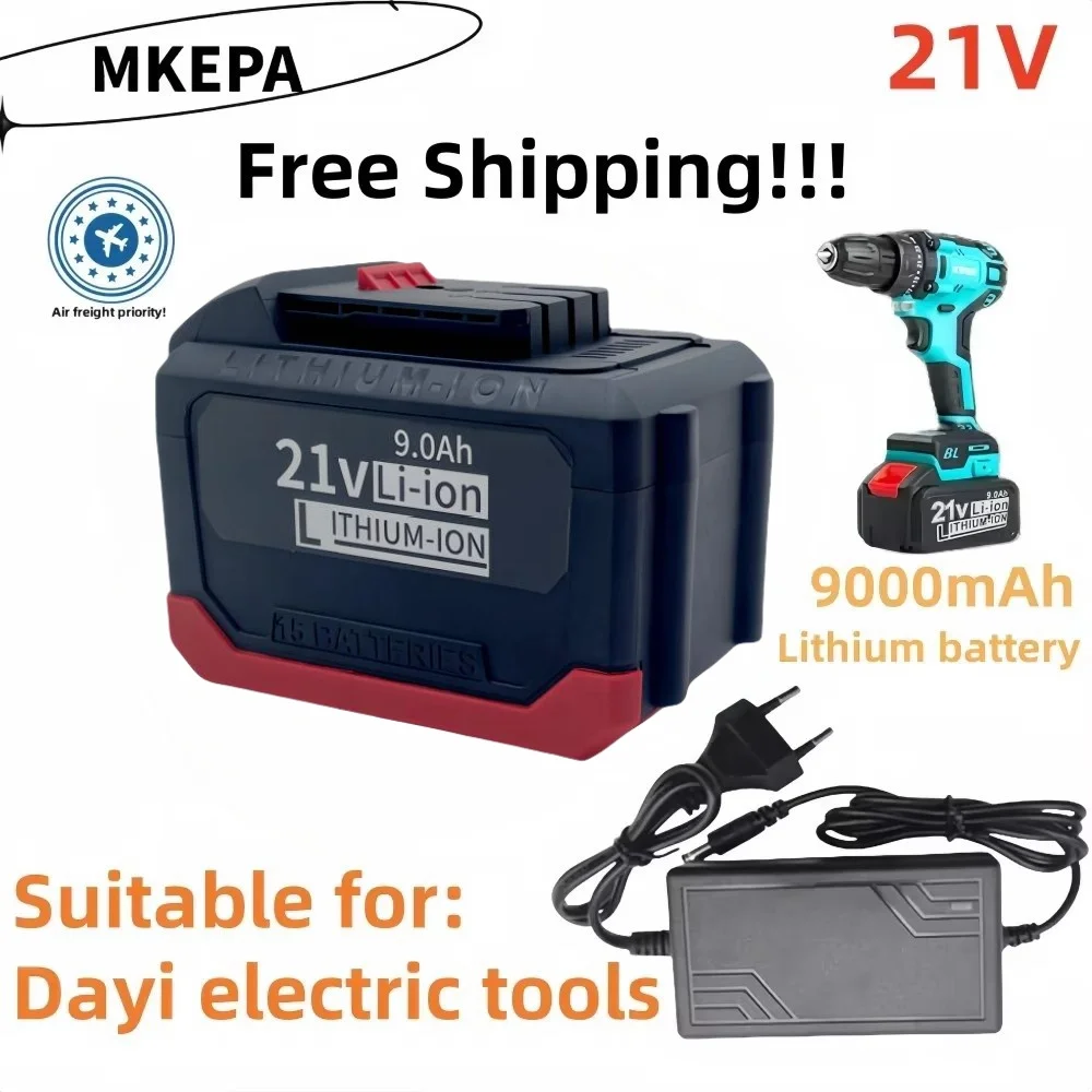 Für Dayi Universal 21V 9000mAh Hochleistungs-Elektrosäge Winkelschleifer Lithiumbatterie, Elektroschrauber Werkzeug Spezialbatterie.