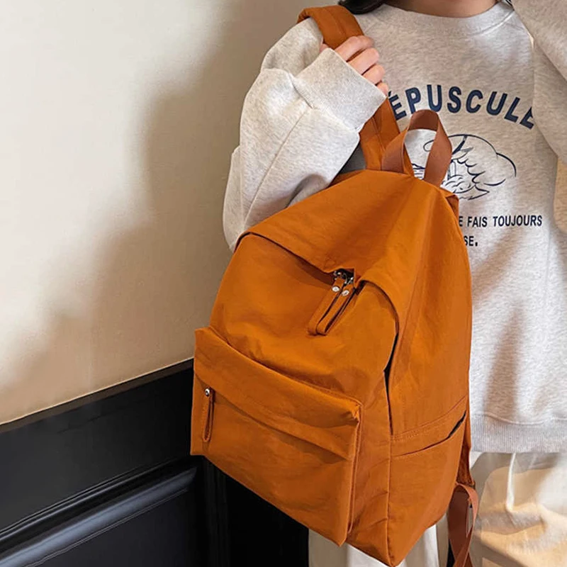 Borse da scuola per studenti semplici in stile coreano Zaino da viaggio di grande capacità per il tempo libero Borsa a tracolla per computer unisex in tinta unita