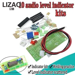 LM3915 DC 9V-12V 10 LED Sound Audio Spectrum Analyzer Level Indicator Kit DIY Electoronics Soldering Practice Set laboratory