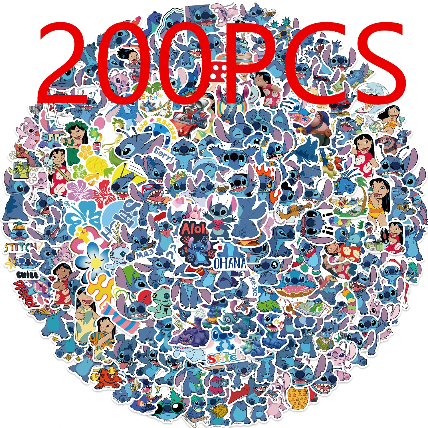50/100/200 Uds. Lindas Pegatinas de Dibujos Animados de Lilo y Stitch para Álbumes de Recortes, Portátiles, Teléfonos, Equipaje, Monopatines, Calcomanías, Juguetes, Regalos