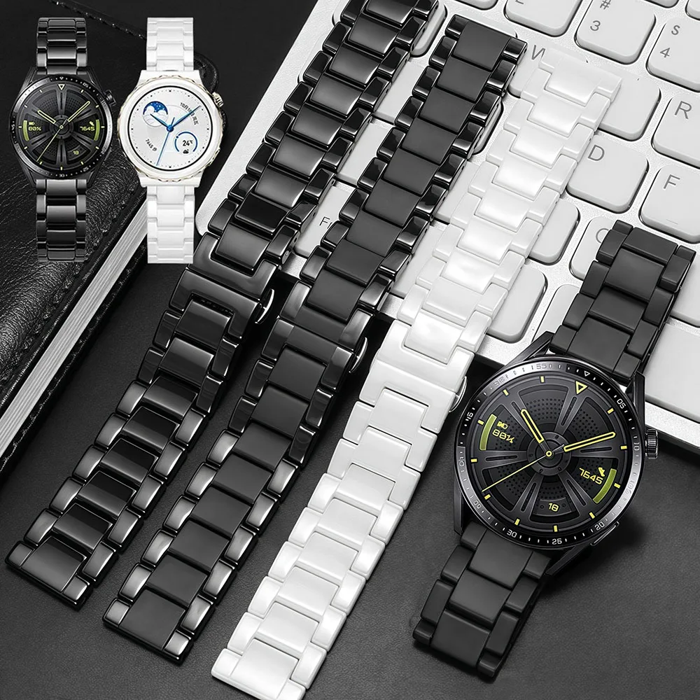Ceramic Stainless steel strap For Huawei Watch GT GT2 3 GT4 GT5 PRO 41 46MM Smart WatchBand Samsung Galaxy Men women 18 20mm 22m