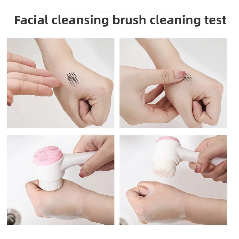 

Double-sided Facial Brush with Soft Silicone Bristles Home-use Manual Cleansing Brush Deep Pore Facial Cleanser Tools