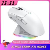 Attack Shark X11 22000DPI Triple Mode Wireless Ultra-Light Bluetooth Mouse Touch Magnetic Charging Dock Gaming Mouse for Pc/wins