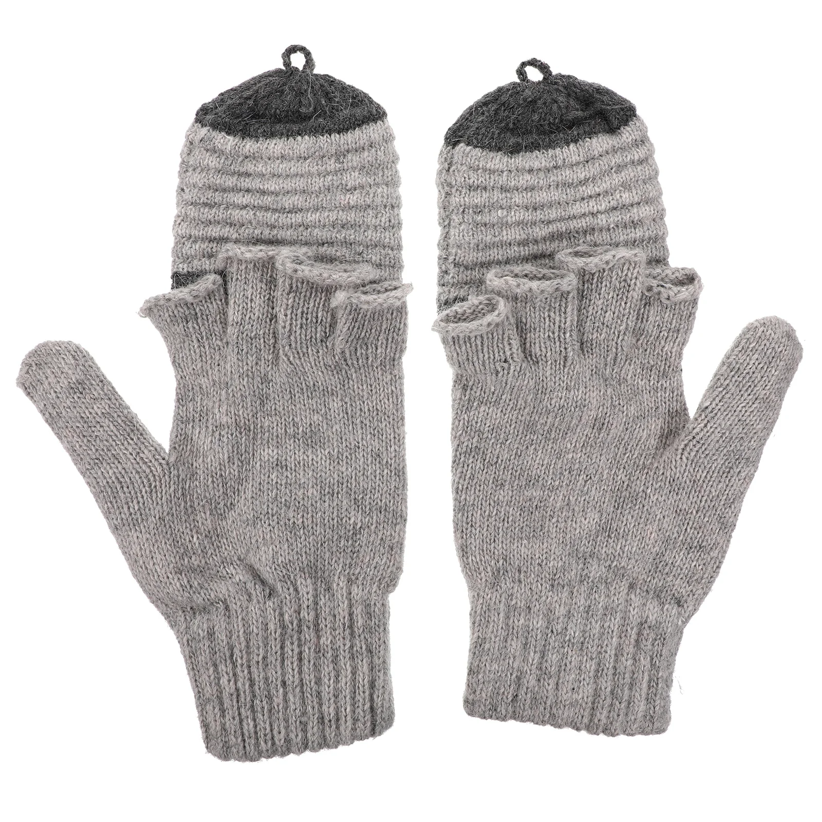 

1Pair Winter Warm Gloves Women Convertible Half Finger Knitted Clamshell Gloves Thermal Flexible Soft Hand Warmer