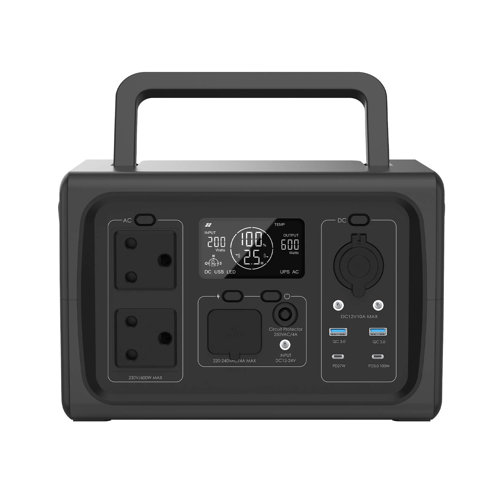 

New US warehouse camping portable power station lifepo4 600w lithium battery UPS energy storage RV solar panel sub car