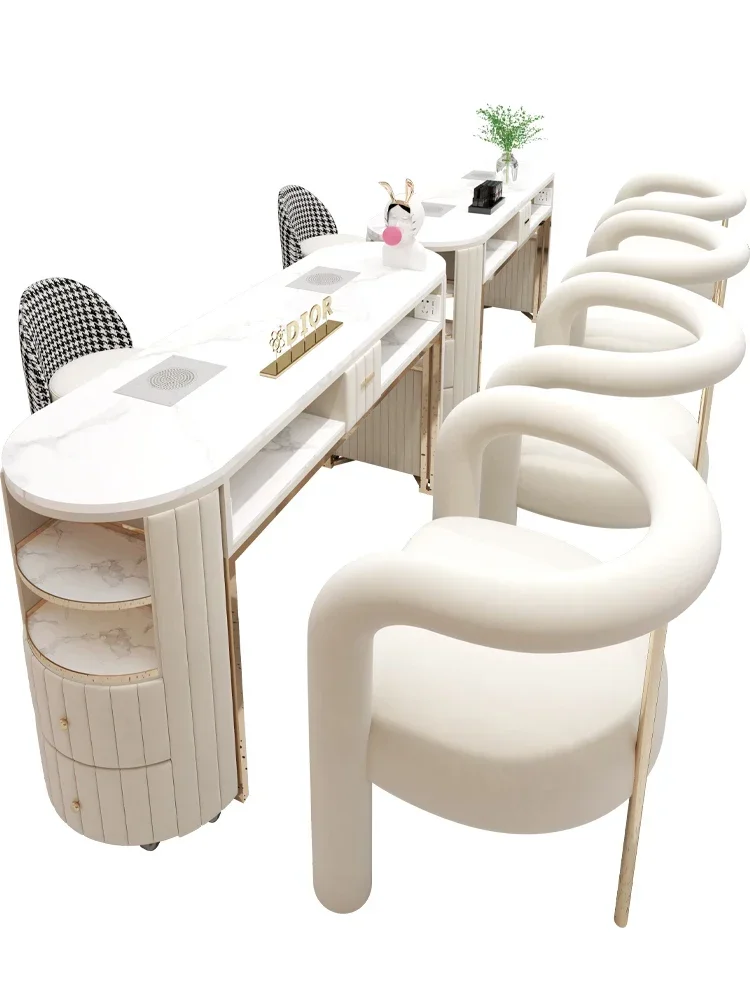 Nail Table and Chair Set Marble Nail Table for Single and Double High End Nail Table and Chair