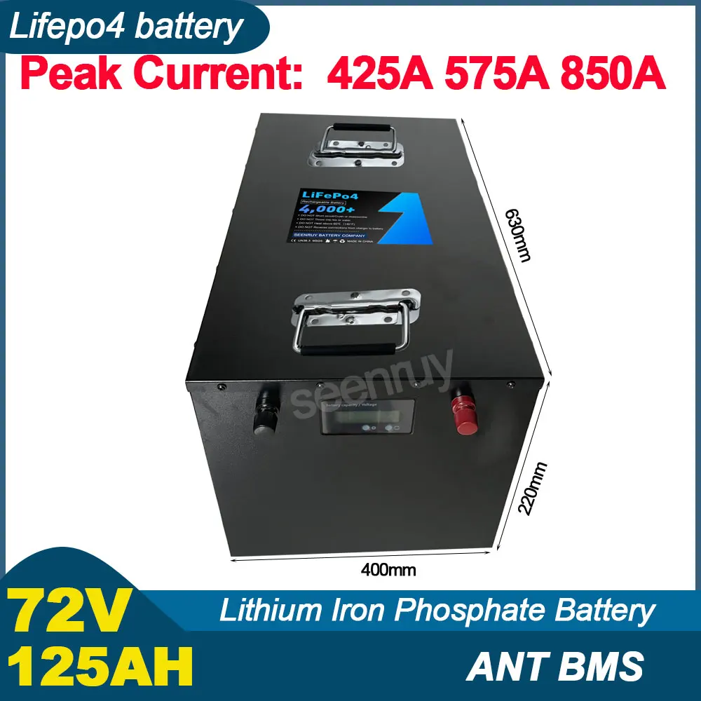 

72V 125Ah Lifepo4 With Charger 170A 230A 340A Lithium Phosphate Battery Perfect For Electric Vehicle