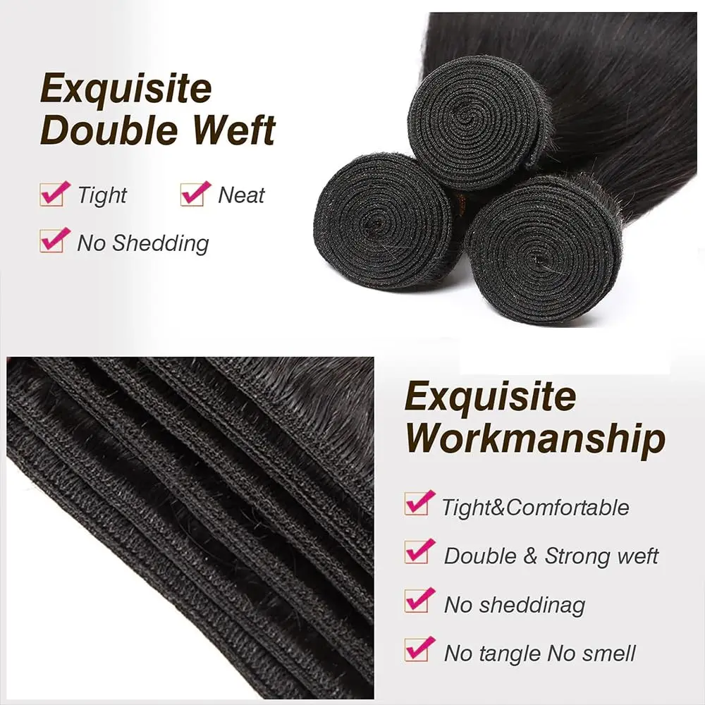 16A ナチュラルブラックストレート人毛束 ブラジル人毛束 4/5/6 個より良い品質のバージン人毛女性用