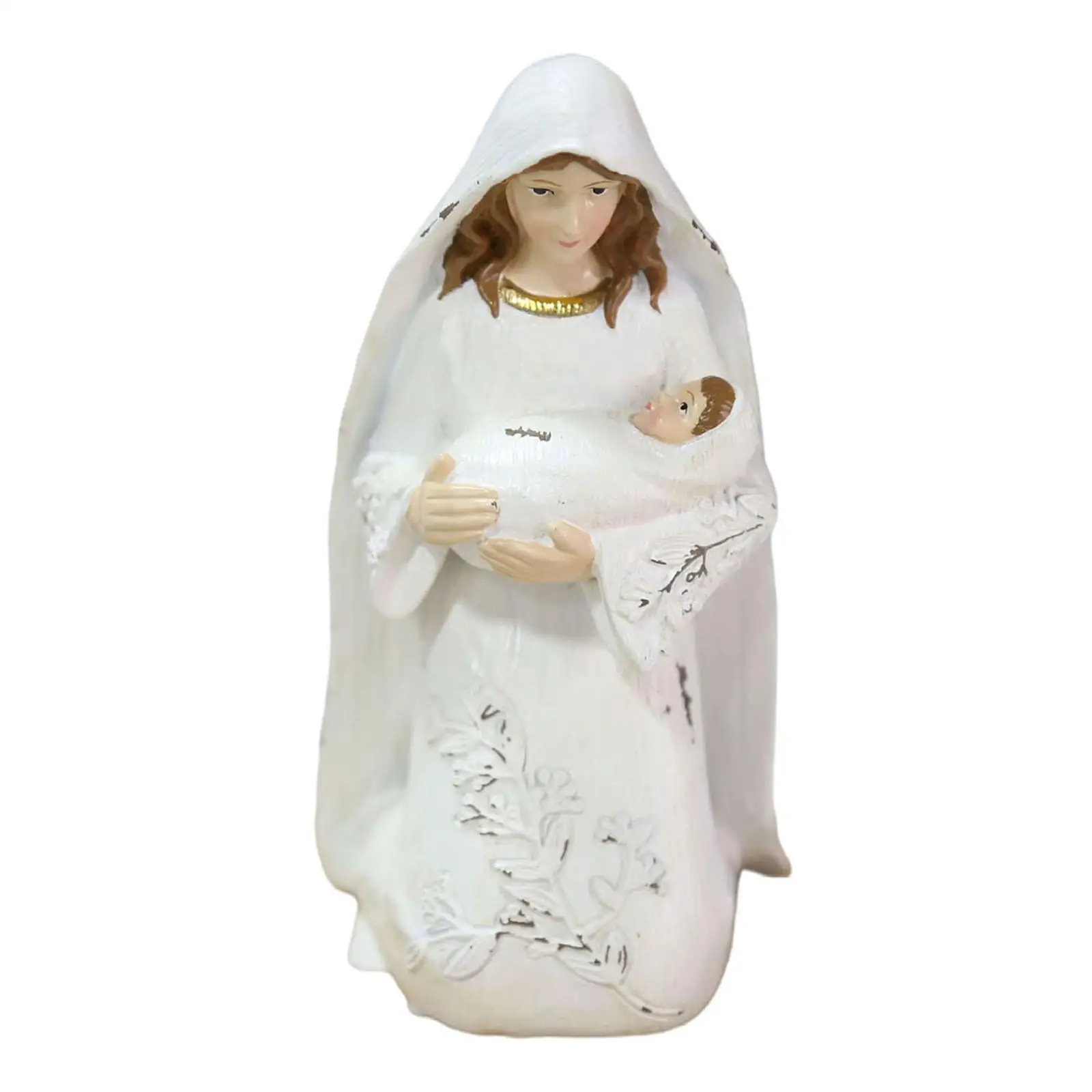 Kneeling Madonna And Child Statue Sculpture Craft Eve Desk Decor