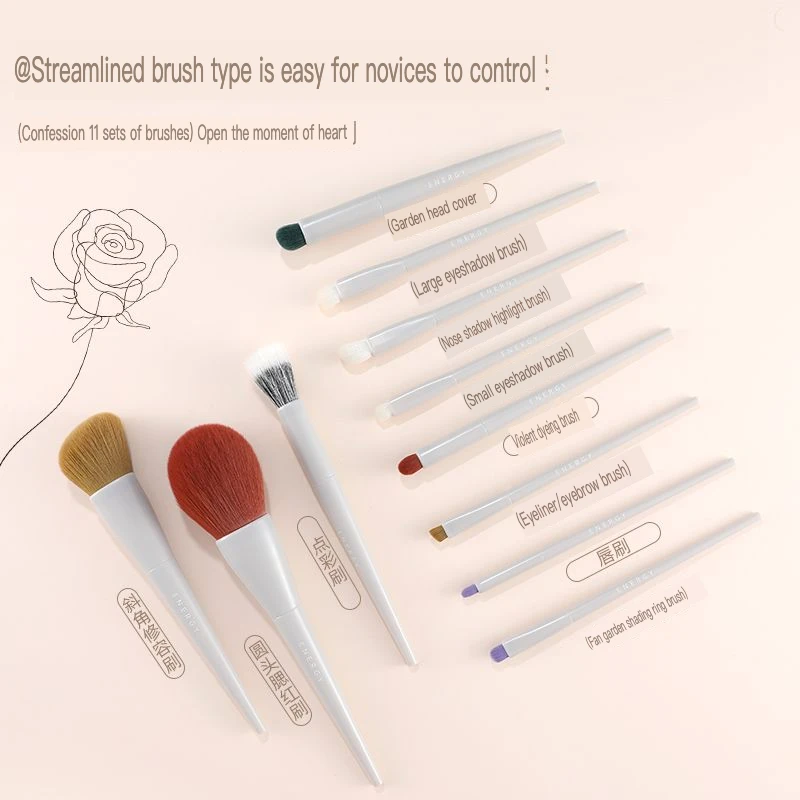 ENERGY White Jade Pottery Set Brush Concealer Brush Blush Brush Loose Powder Brush Foundation Brush Lip And Eye Shadow Brush