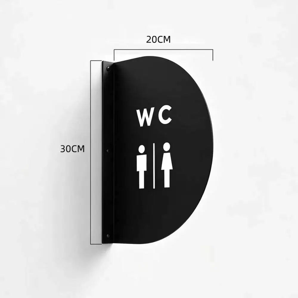 1 Stück 30x20cm Doppelseitiges WC-Schild aus Metall mit Seitenmontage, Lackierte WC-Anzeigeplakette – Detail 7