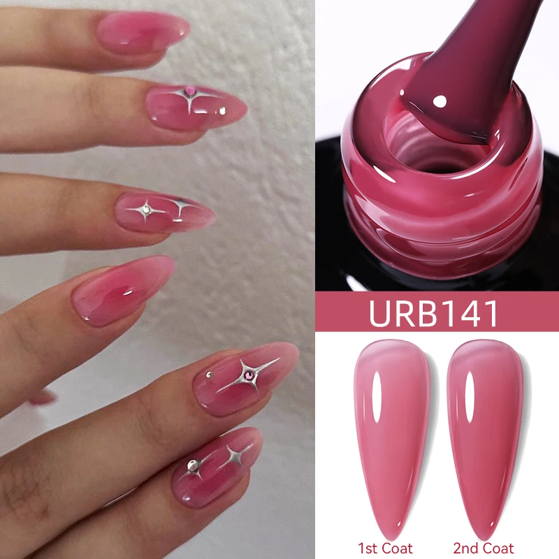 UR SUGAR 7ML Jelly Nude Rubber Base Gel Crystal traslucido Color Construction Gel UV Semi permanente Soak Off UV LED vernice