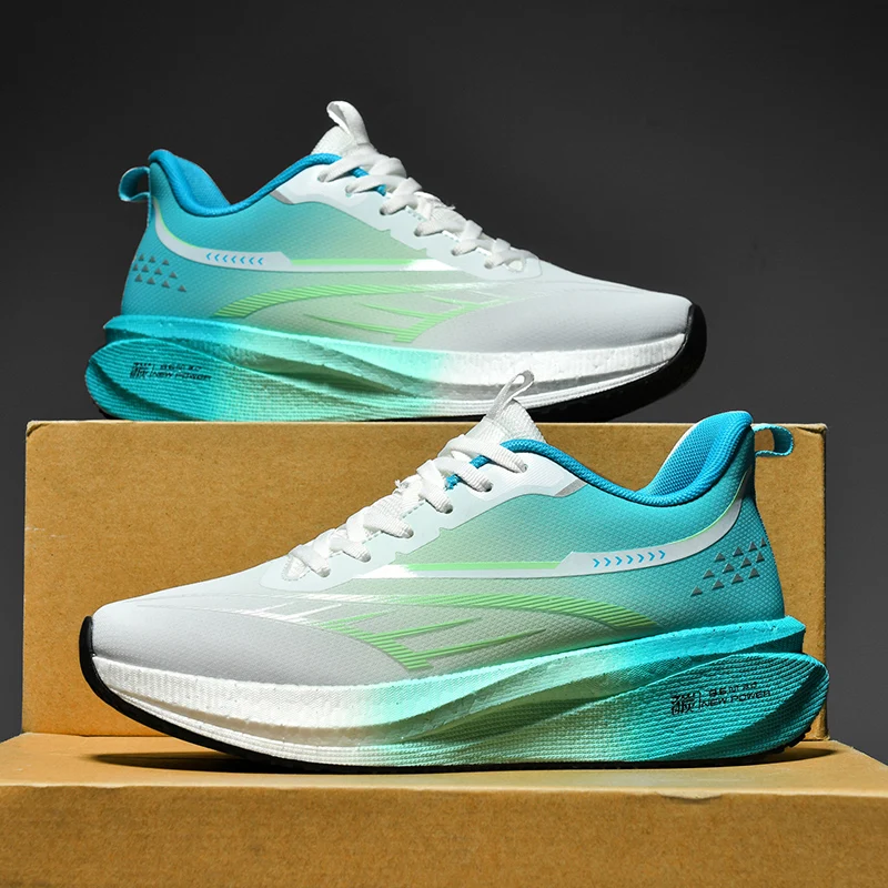 

Sports and leisure shoes, men's shoes, marathon oversized air cushioned shoes, fly woven all season rubber, wear-resistant, anti