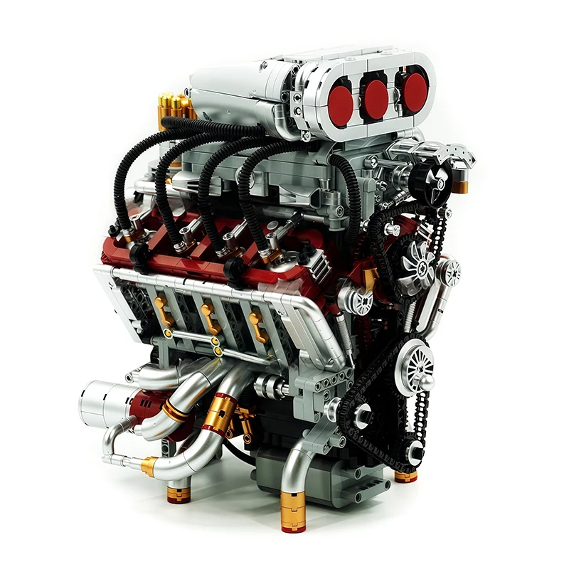 Luxury Y15001 Super Car V8 Engine Model Kit Vehicle Engine Kids Boys DIY Toys Building Blocks Set Puzzle Adults Chrismas Gifts