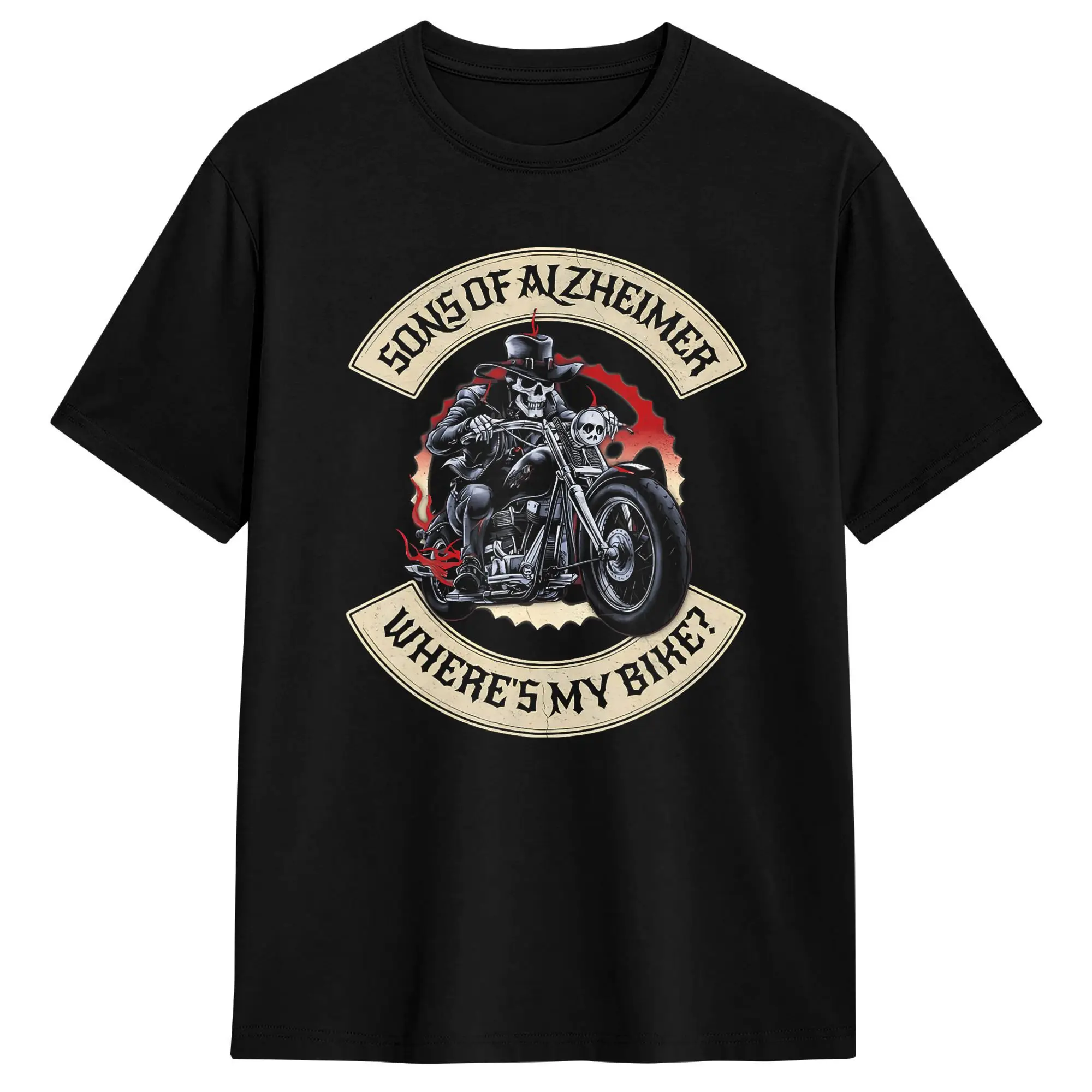 Fashion Sons of Alzheimer Where‘s my Bike Old Biker T-Shirts Men O Neck Pure Cotton T Shirts  Short Sleeve Tee Shirt New Arrival