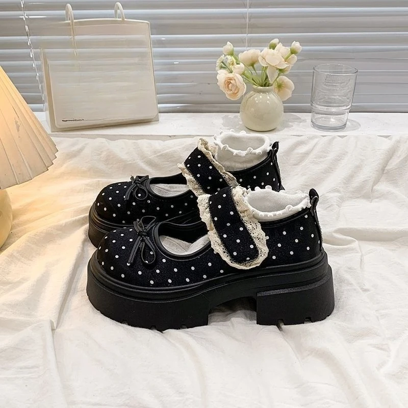 Women's Round Toe Sweet Mary Jane Shoes Japanese for Skirts School Style Spring 2026 Thick Sole Petite Elevating