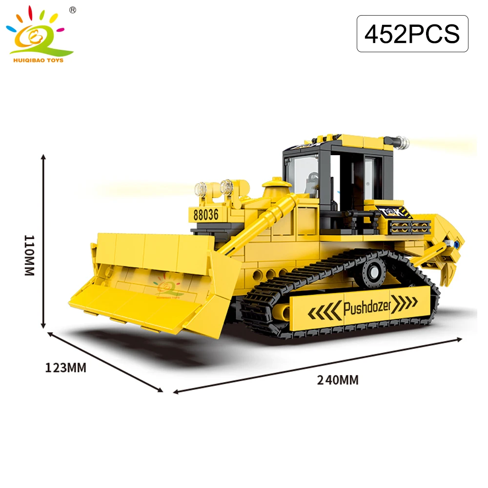 HUIQIBAO TOYS Engineering Truck Building Blocks Bulldozer Dump Truck Car City Construction MOC Bricks Set For Children Kids