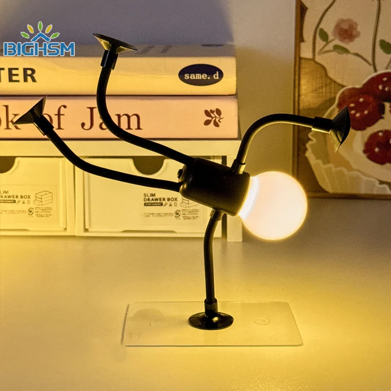 Lampe de bureau polyvalente à piles bouton, forme interchangeable, veilleuse drôle de sportif, mini lumière créative, ornement, adsorption sous vide