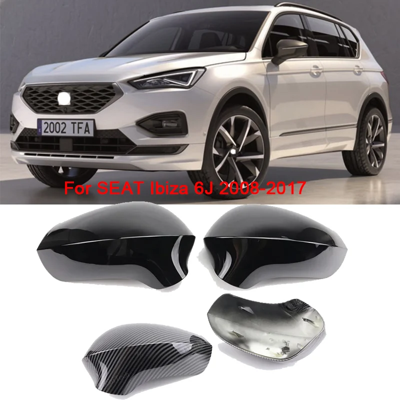 

For SEAT Ibiza 6J 2008 2009 2010 2011 2012 2013 2014 2015 2016 2017 Rearview Mirror Cover Cap Gloss Black