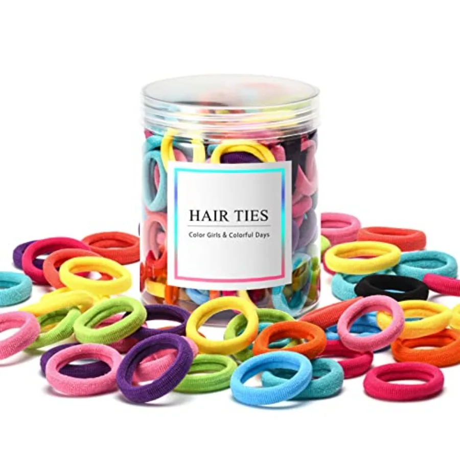 

100 Pcs Baby Hair Ties Seamless Cotton Toddler Hair Ties for Girls and Multicolor Small Soft Hair Elastics Ponytail Holders 10C
