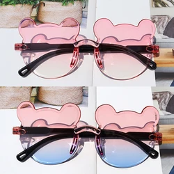 Cute Kids Rimless Sunglasses Summer Girl Boys Cartoon Bear Children Baby Outdoor Anti-UV Sun Glasses Lunette Soleil Enfant