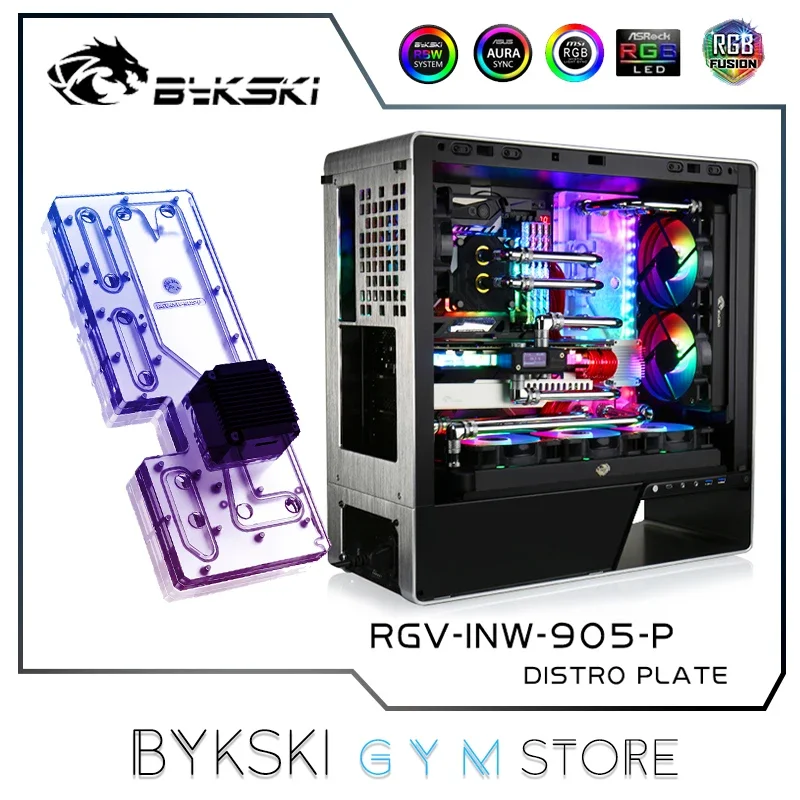 Bykski Water Cooling Distro Plate Solution For IN WIN 905 Case,Radiator CPU GPU Block Reservoir DIY Kit,12v/5v RGV-INW-905-P