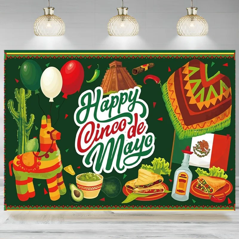 Cinco De Mayo Photo Booth Backdrop Mexican Fiesta May Indoor Outdoor Party Wall Photographic Background Decoration Banner