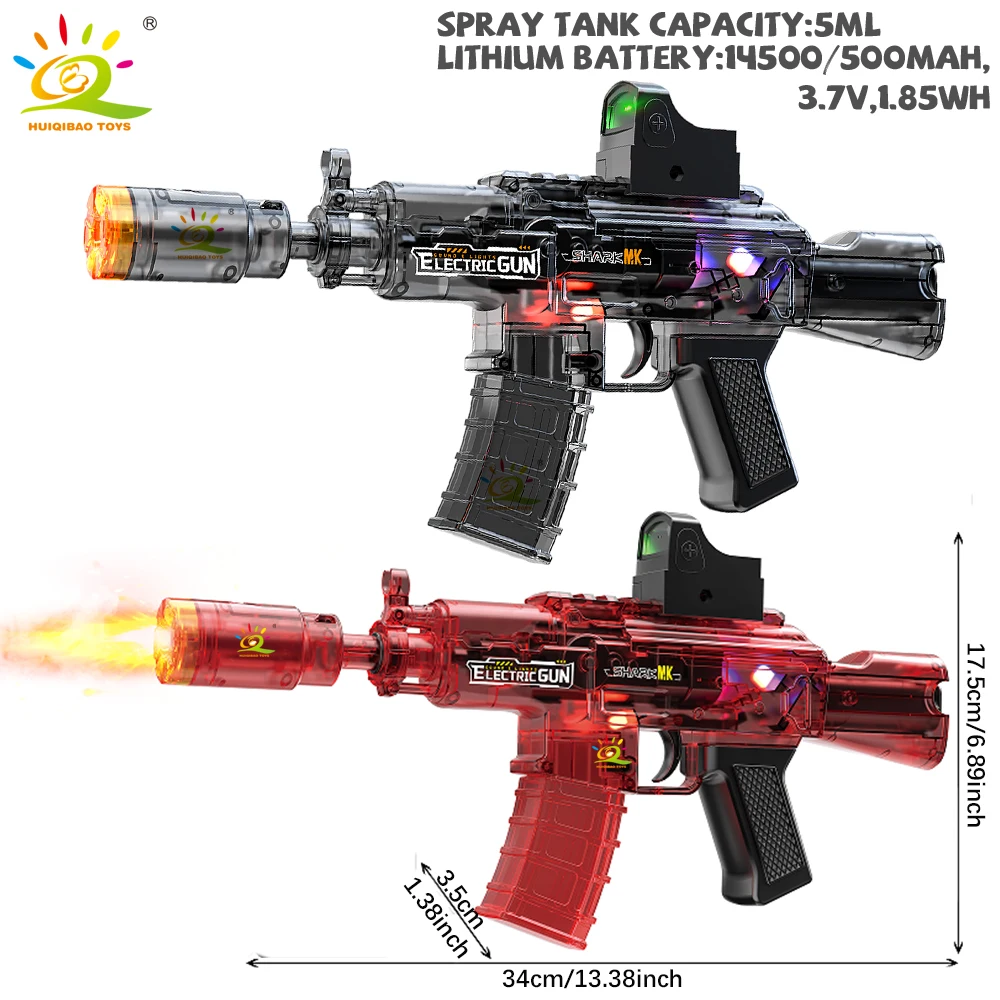 HUIQIBAO Giocattolo per fucile AK con luce di fumo elettrica con pistola di collegamento leggero Regali di Natale per le vacanze all'aperto per ragazzi adulti