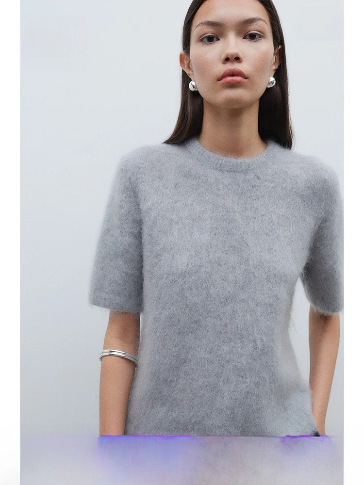

Мягкий круглый вязаный свитер Ne Ribbed ort Sve, женский топ из смеси шерсти Faion H&M из мохера и спандекса обычной длины
