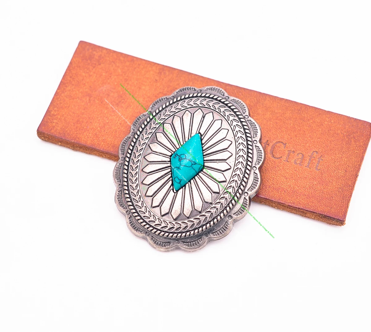 Dw2336 6pcs antikes Silber indische ethnische Sonnenblume Türkis Western Concho Gürtel Leder handwerk Handtasche oval Concho Knopf Dekor – Detail 2