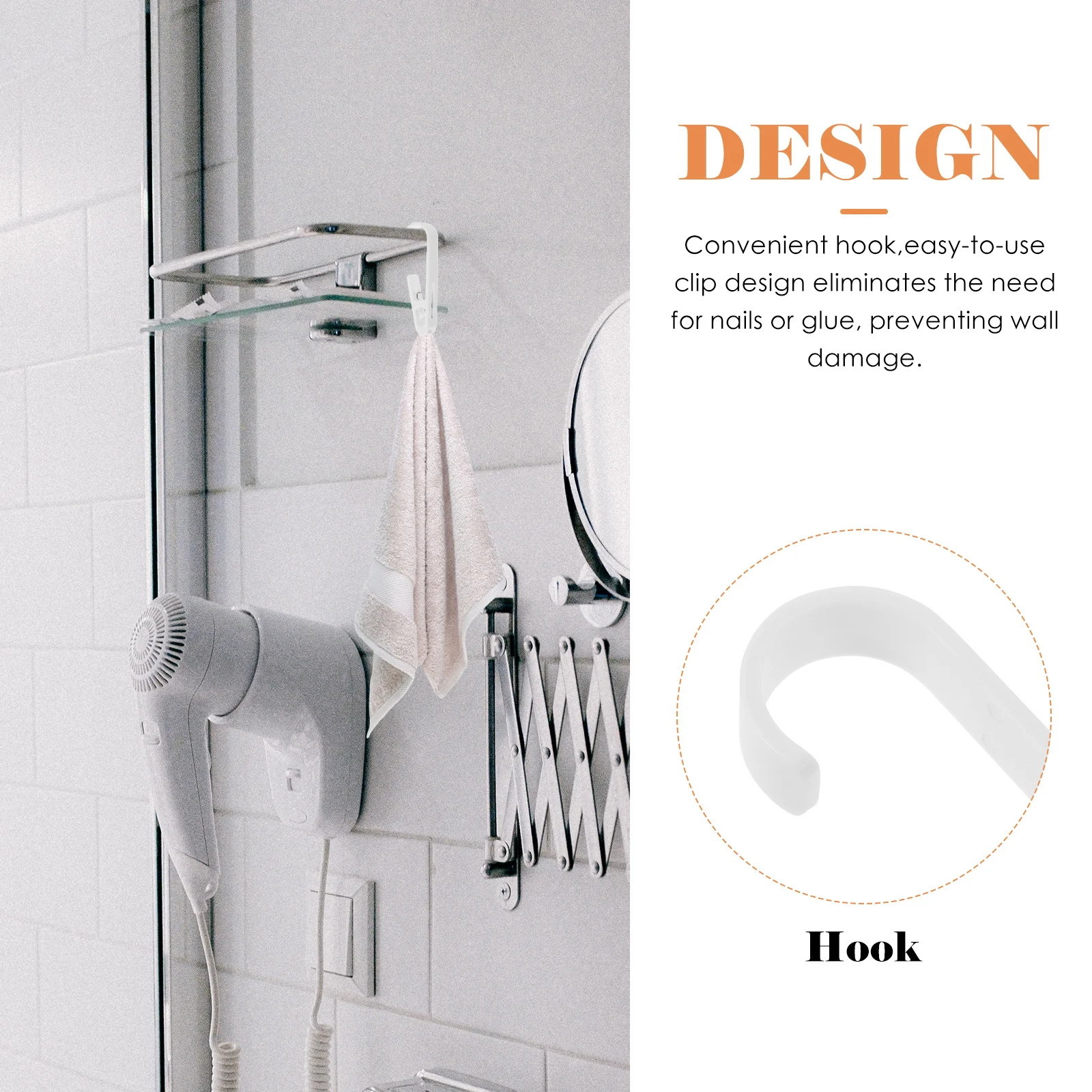 

4Pcs Multifunctional Bathroom Hook Clips Closet Organizer Strong Load-Bearing ABS Material Clothes Hangers Balcony Curtain Use