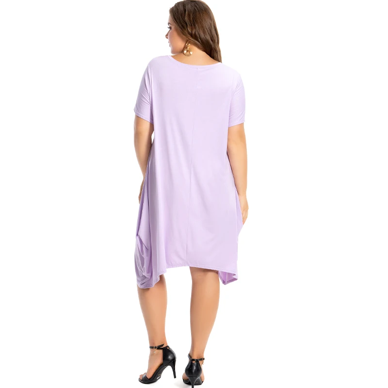 Women Dresses Summer Plus Size Casual Short Sleeve O Neck Party Wedding Lounge Modal Cotton Dress 7XL 6XL 5XL Black White Red