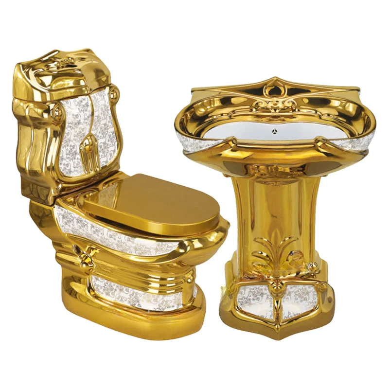 European court golden toilet retro hotel color toilet relief split toilet color gold creative toilet