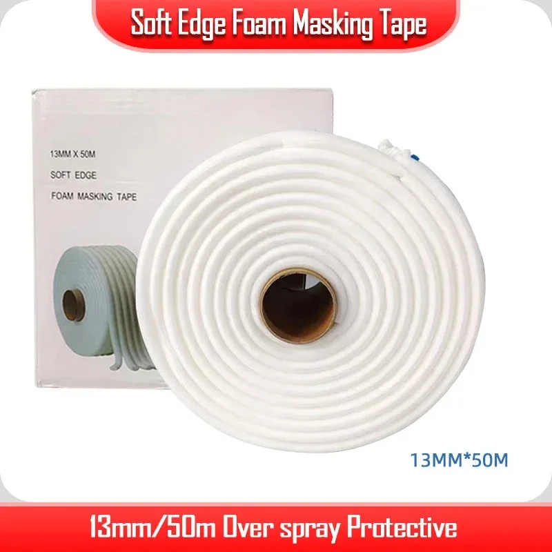 Nastro per mascheratura in schiuma con bordo morbido 13mm/50m Spray protettivo per vernice per auto Strumento per spruzzo Nastro in spugna Guarnizione per porta Rifugio UTILIZZA IN APERTURE