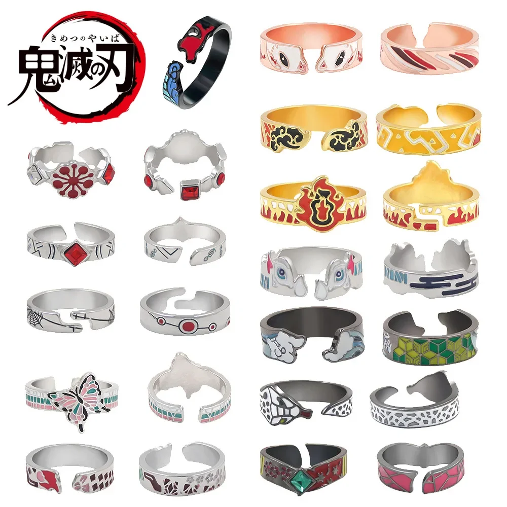 Anime Demon Slayer Ring Kamado Tanjirou Cosplay Accessories Props Jewelry Kimetsu No Yaiba Opening Ring Cosplay Accessories Gift