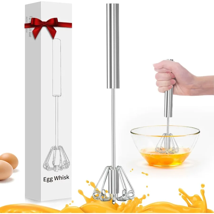 

Stainless Steel Egg Whisk Semi Automatic Whisk Blender - Versatile Tool for Blending Whisking Beating and Stirring 12in