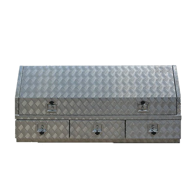 Silver Aluminum Storage Toolbox 3 Slide Out Drawer System