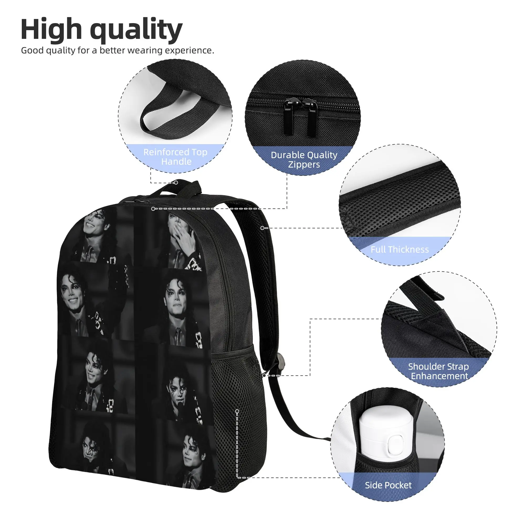 Michaels Jacksons Singer Pop Backpack for Men Women Casual High School Work Daypack  College Shoulder Bag Outdoor