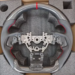 Carbon Fiber Steering Wheel Preforated Leather For Subaru WRX 2023-2024 Impreza 2020-2024 Forester 2020-2024 Legacy 2023-2024