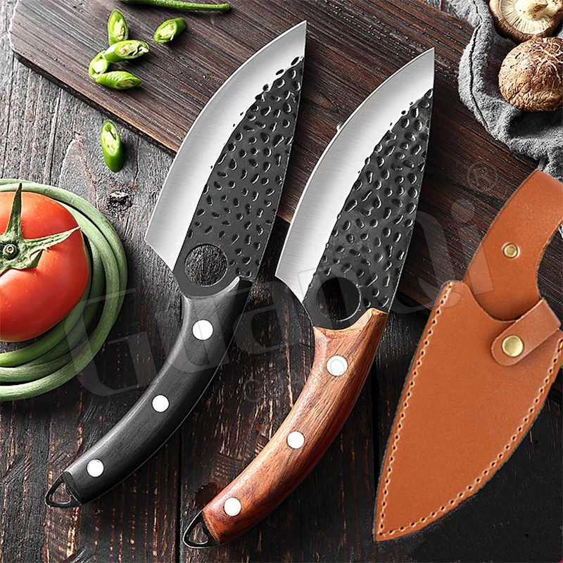 Forged Butcher Knife Meat Slicing Cleaver Handmade Kitchen Chef Knife Fish Filleting Knife Serbian Style Chinese Cooking  Knife