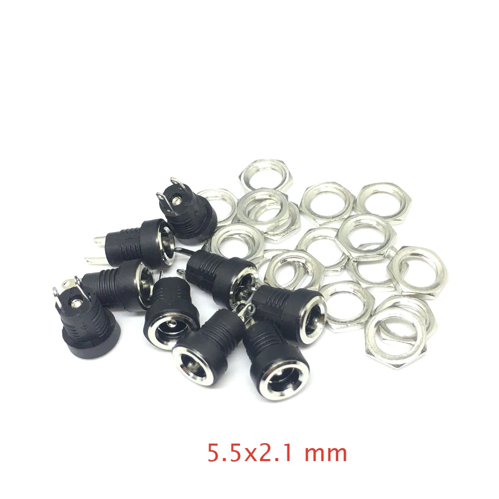 5x Power connector DC-022B Jack Power socket 5,5X2,1MM chassis Panel nut
