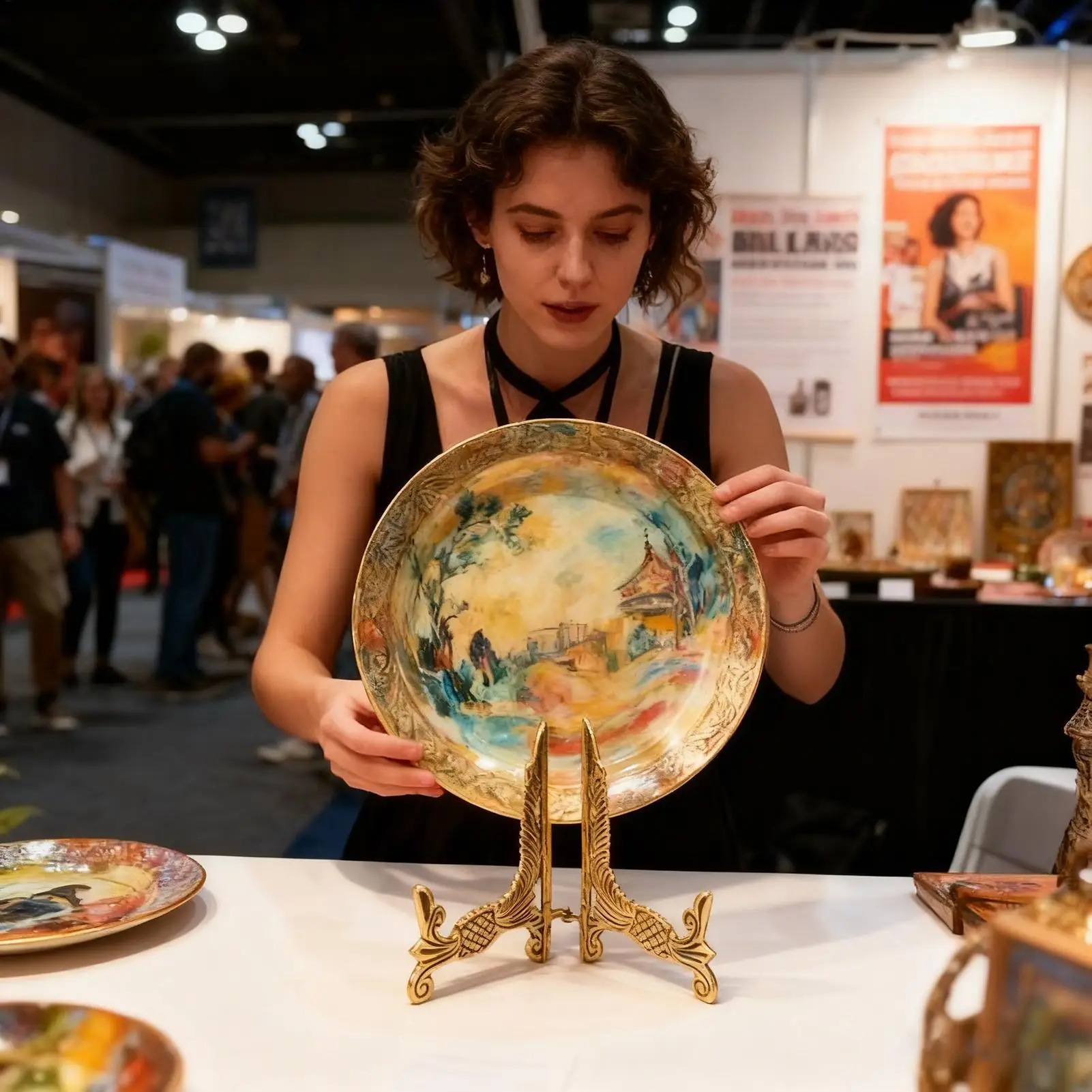 Plate Holders For Displaying Decorative Brass Tabletop Dish Easel Picture Holders For Tables For Desk Desktop Table Bedside