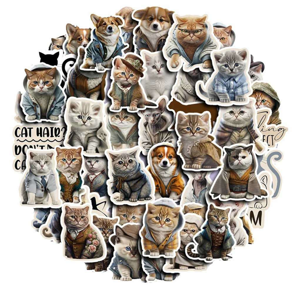 10/30/50pcs Cartoon Gentlemen Cat Animal Stickers per Laptop Diary Bike bagaglio Phone Cute Anime Graffiti Decal Sticker Toy Gift