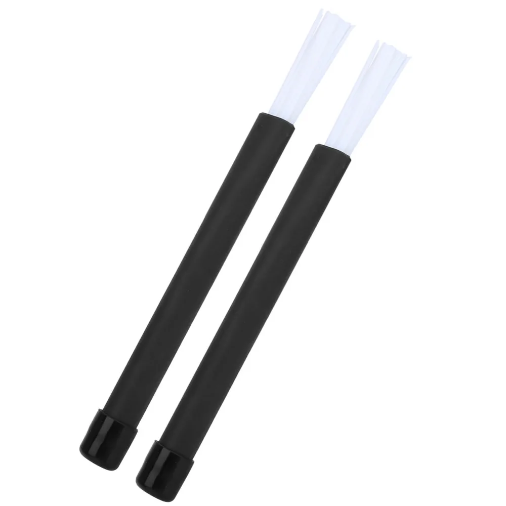 2PCS 1 Pair Jazz Drum Brushes Plastic + Nylon Black Handle + White Brush Nylon Drum Brushes Drum Brush Sticks For Jazz Drum