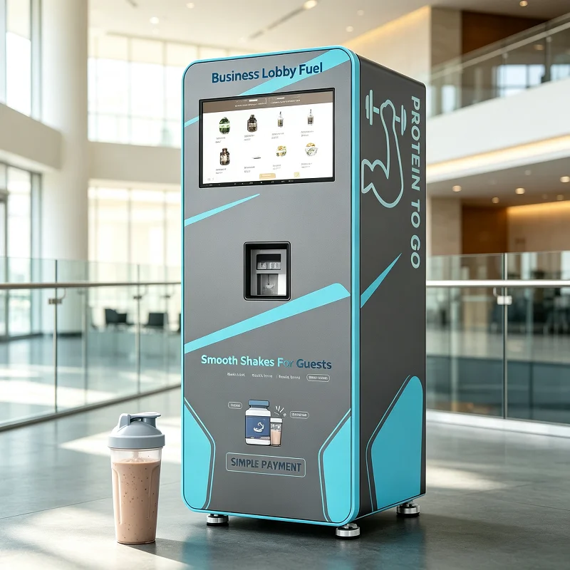 Cashless Payment Protein Shake Vending Machine 32 Inch Screen Auto Mix Self Clean for Commercial Gym