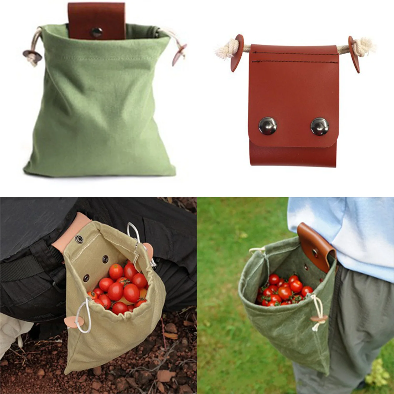 Wear-resistant canvas fruit and vegetable picking bags, multi-functional canvas waist bag tool bags, camping storage bags